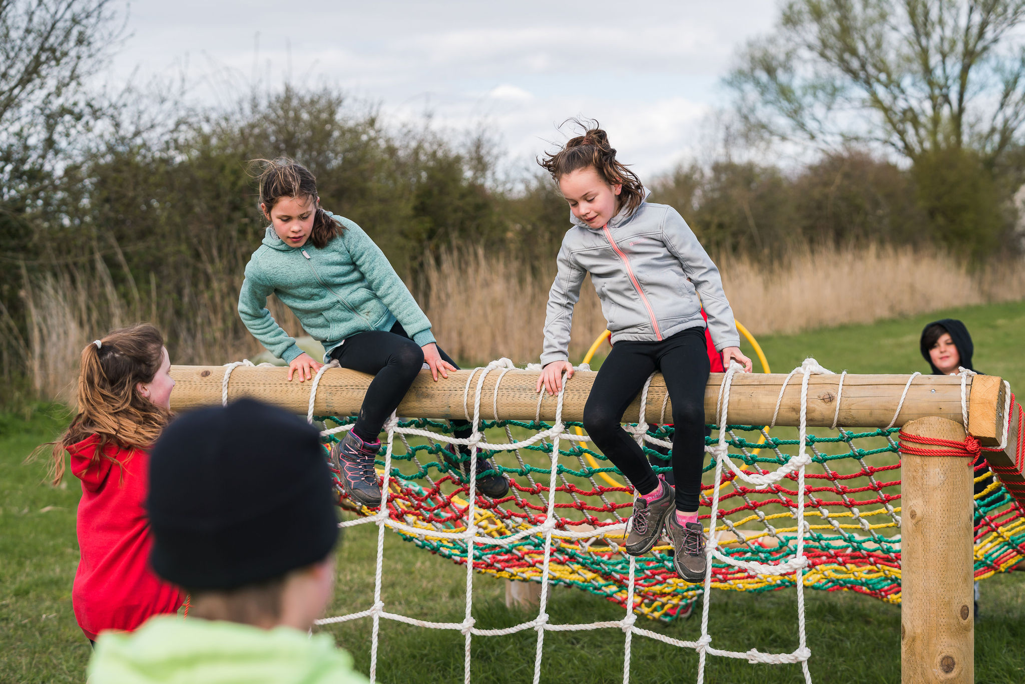 children on obstacle course